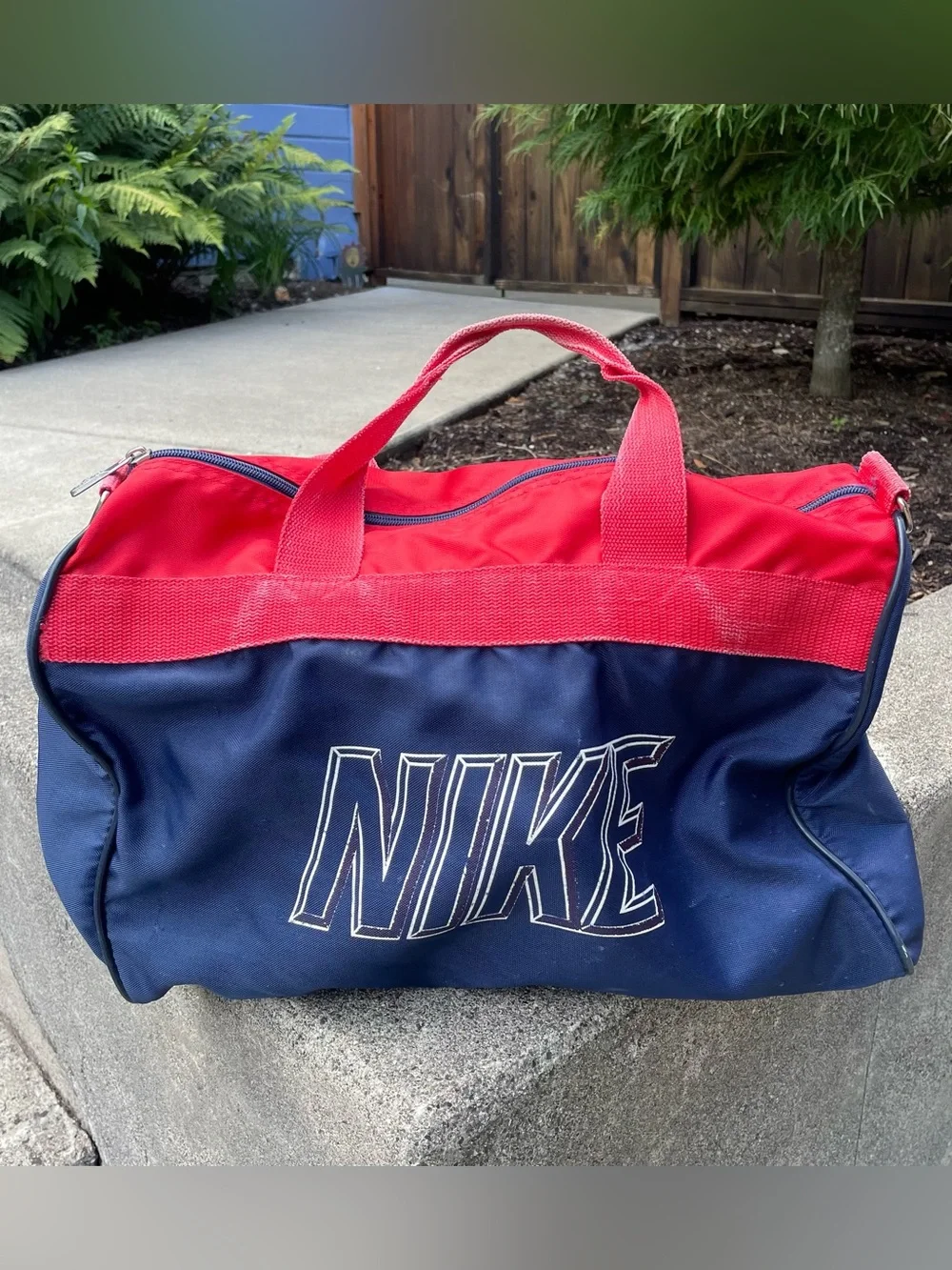 Vintage 80s/90s red and blue Nike gym duffel bag